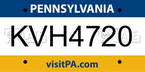 KVH4720 Pennsylvania License Plate