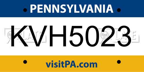 KVH5023 Pennsylvania License Plate