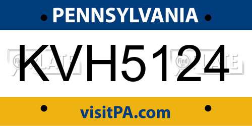 KVH5124 Pennsylvania License Plate