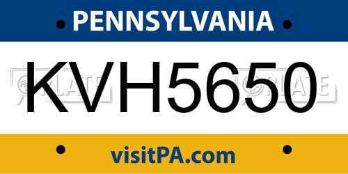 KVH5650 Pennsylvania License Plate