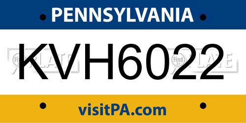 KVH6022 Pennsylvania License Plate