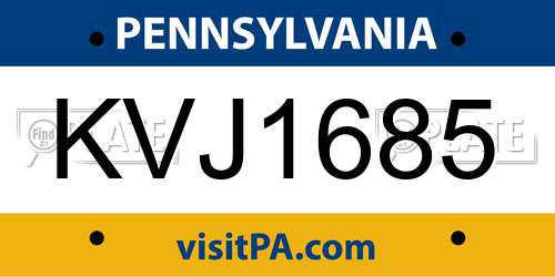 KVJ1685 Pennsylvania License Plate