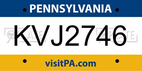 KVJ2746 Pennsylvania License Plate