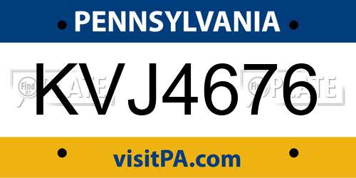 KVJ4676 Pennsylvania License Plate