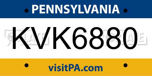 KVK6880 Pennsylvania License Plate