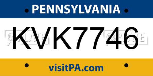 KVK7746 Pennsylvania License Plate