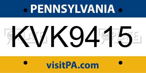 KVK9415 Pennsylvania License Plate