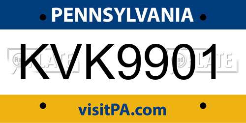 KVK9901 Pennsylvania License Plate