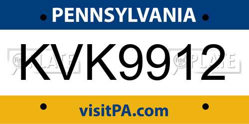 KVK9912 Pennsylvania License Plate