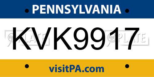 KVK9917 Pennsylvania License Plate