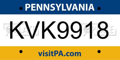 KVK9918 Pennsylvania License Plate