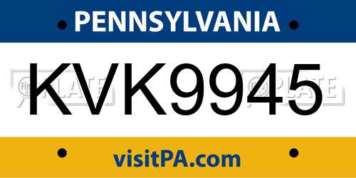 KVK9945 Pennsylvania License Plate