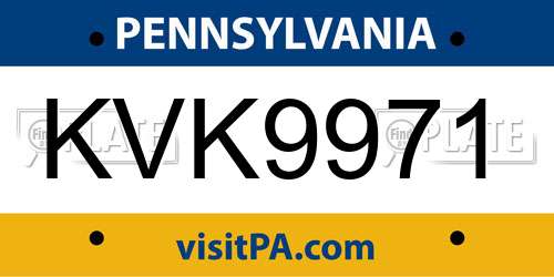 KVK9971 Pennsylvania License Plate
