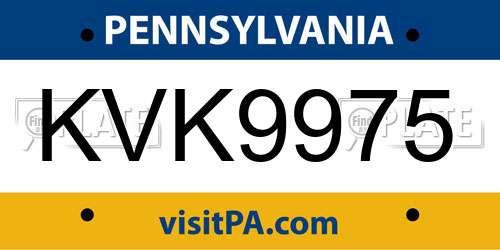 KVK9975 Pennsylvania License Plate
