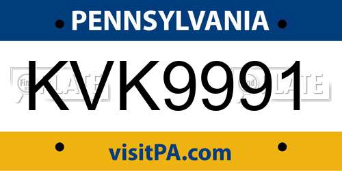 KVK9991 Pennsylvania License Plate