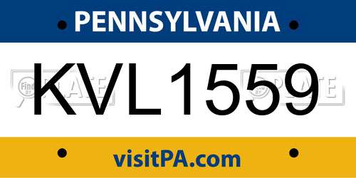 KVL1559 Pennsylvania License Plate