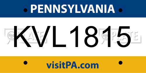 KVL1815 Pennsylvania License Plate