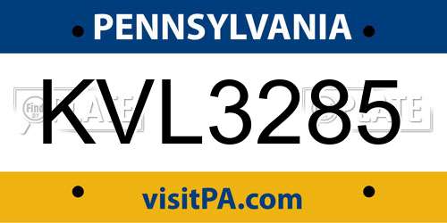 KVL3285 Pennsylvania License Plate