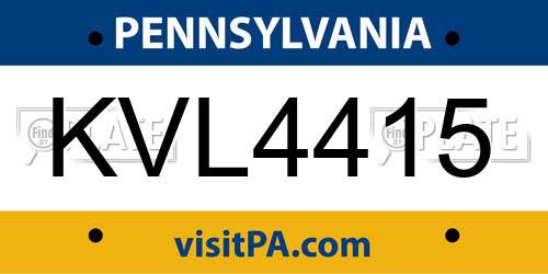 KVL4415 Pennsylvania License Plate