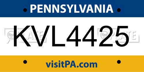 KVL4425 Pennsylvania License Plate