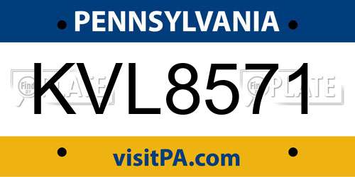 KVL8571 Pennsylvania License Plate