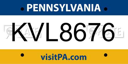 KVL8676 Pennsylvania License Plate