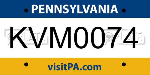 KVM0074 Pennsylvania License Plate