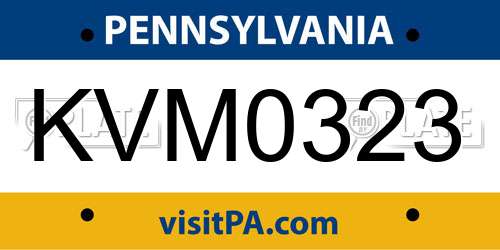 KVM0323 Pennsylvania License Plate