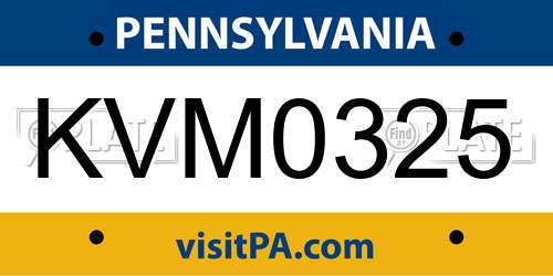KVM0325 Pennsylvania License Plate