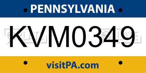 KVM0349 Pennsylvania License Plate