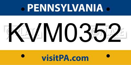 KVM0352 Pennsylvania License Plate