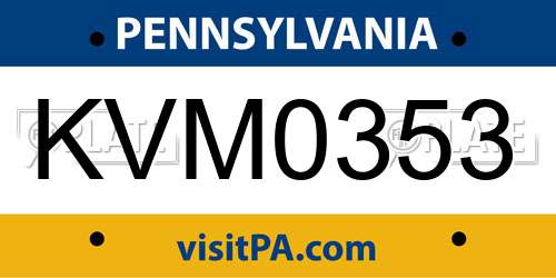 KVM0353 Pennsylvania License Plate