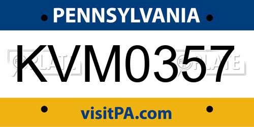 KVM0357 Pennsylvania License Plate