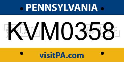 KVM0358 Pennsylvania License Plate