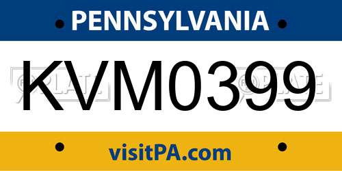 KVM0399 Pennsylvania License Plate