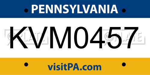 KVM0457 Pennsylvania License Plate