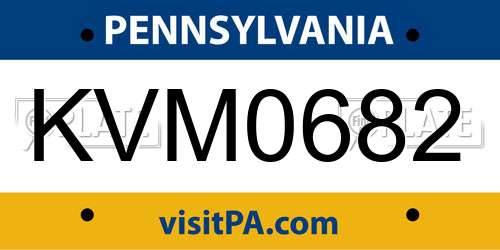 KVM0682 Pennsylvania License Plate