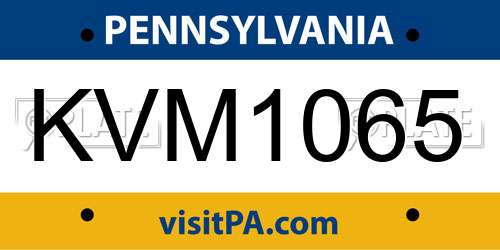 KVM1065 Pennsylvania License Plate
