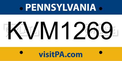 KVM1269 Pennsylvania License Plate