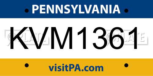 KVM1361 Pennsylvania License Plate