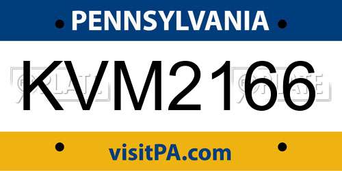 KVM2166 Pennsylvania License Plate