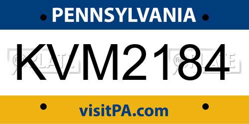 KVM2184 Pennsylvania License Plate