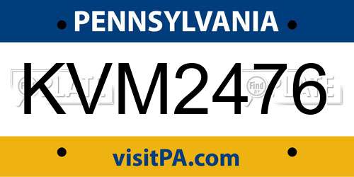 KVM2476 Pennsylvania License Plate