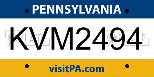 KVM2494 Pennsylvania License Plate