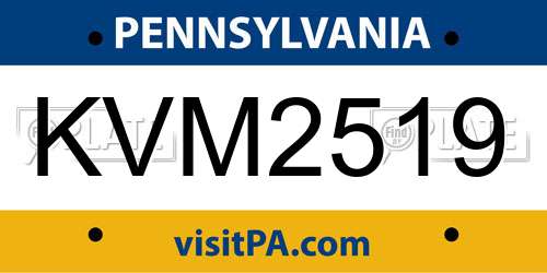 KVM2519 Pennsylvania License Plate