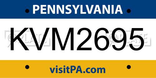 KVM2695 Pennsylvania License Plate