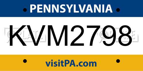 KVM2798 Pennsylvania License Plate