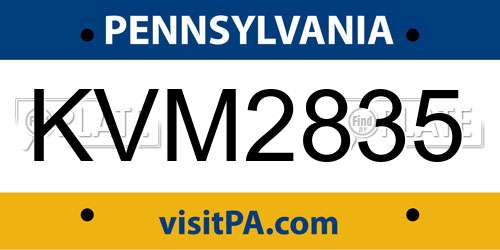 KVM2835 Pennsylvania License Plate