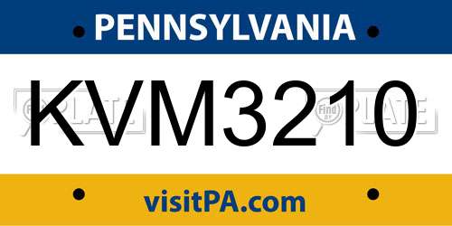 KVM3210 Pennsylvania License Plate