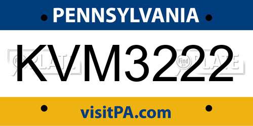 KVM3222 Pennsylvania License Plate